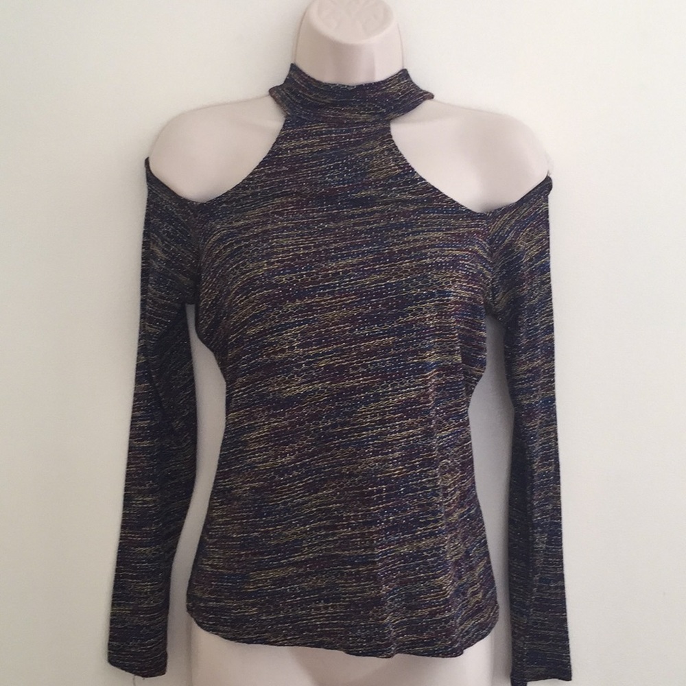 River Island Metallic Cold Shoulder Top NWT